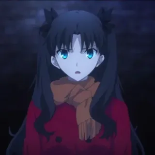 😠 Rin Tohsaka Fate/stay night Anime, Femmina, Personaggio, Ragazza, Sciarpa, Fate telegram sticker