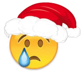 😢 emoji, menangis, sedih, natal, topi santa, liburan telegram sticker