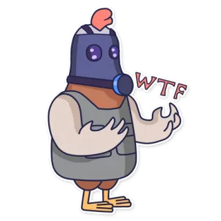 😱 WTF ayam, masker gas, WTF, bingung, militer, protes, stiker, zirah telegram sticker