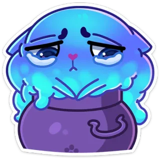 😫 gato triste, llorando, maceta, kawaii, lindo, pegatina telegram sticker
