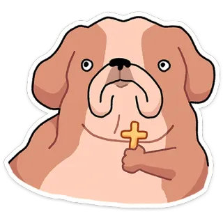 ⭐ chien, bouledogue, animal de compagnie, animal, dessin animé, croix, religion telegram sticker