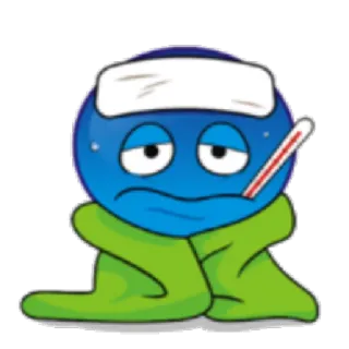 😷 больной, болезнь, термометр, эмодзи, мультфильм, простуда, грипп, здоровье telegram sticker