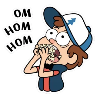 🍔 Dipper Pines Gravity Falls OM
HOM
HOM dipper pines, gravity falls, eating, popcorn, cartoon, funny telegram sticker