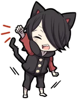 ✊ 애니메이션, 고양이소년, 치비, 귀여운, 카와이, 만화, 캐릭터, 스티커 telegram sticker