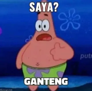 ➖ Patrick Star SpongeBob SquarePants SAYA?
GANTENG patrick l'étoile de mer, bob l'éponge, dessin animé, mème telegram sticker