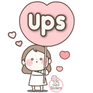 🍭 ups mignon, sticker, fille, kawaii, coeur, rose, dessin animé telegram sticker