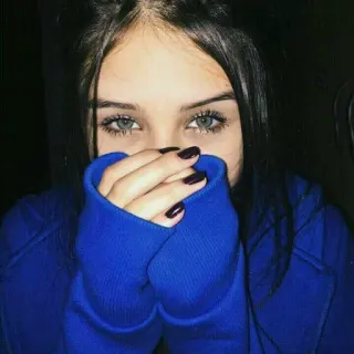 🙊 ritratto, donna, ragazza, occhi, maglione blu, bellezza, bella telegram sticker