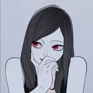 🖤 donna, anime, capelli scuri, occhi rossi, ritratto telegram sticker