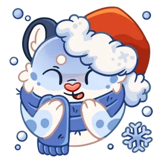 ☺️ ฤดูหนาว, หิมะ, น่ารัก, การ์ตูน, วันหยุด, หมวก, ผ้าพันคอ, สัตว์ whatsapp sticker