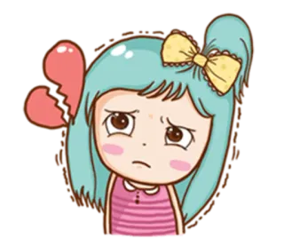 💔 traurig, gebrochenes Herz, Mädchen, Cartoon, emotional, weinend telegram sticker