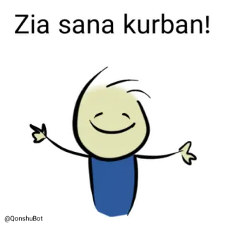 🤗 Zia sana kurban! cartoon, stick figure, greeting, text, Turkish, expression telegram sticker