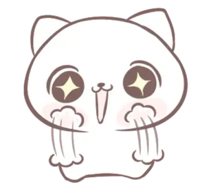 🤩 แมว, น่ารัก, น่าเอ็นดู, คาวาอิ, ประกาย, มีความสุข, สัตว์, การ์ตูน telegram sticker