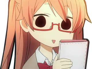 🤓 anime, girl, schoolgirl, glasses, cute, cartoon telegram sticker