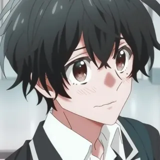 🦍 anime, boy, black hair, school uniform telegram sticker