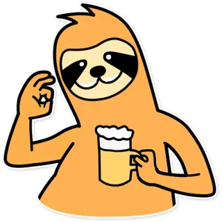 👌 ленивец, пиво, животное, мультфильм, напиток, смешной whatsapp sticker