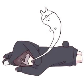 😵 Anime, traurig, kawaii, süß, schlafend, einsam, Geist whatsapp sticker