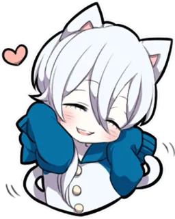 ☺️ Anime, Kot, Słodki, Kawaii, Serce, Szczęśliwy, Chibi, Uśmiechnięty telegram sticker