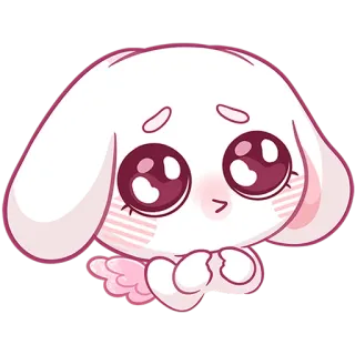 🥹 cute, bunny, kawaii, rabbit, animal, pink, wings telegram sticker