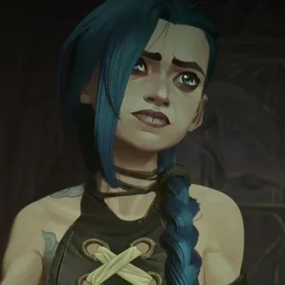 🕳 Jinx Arcane Jinx, Arcane, League of Legends, Capelli blu, Personaggio telegram sticker