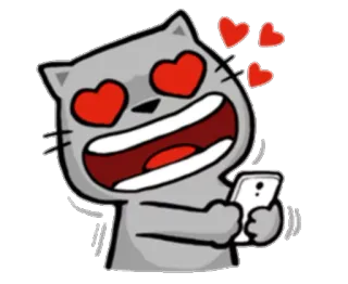 😍 Katze, Liebe, Herzen, Cartoon, Tier, Handy telegram sticker
