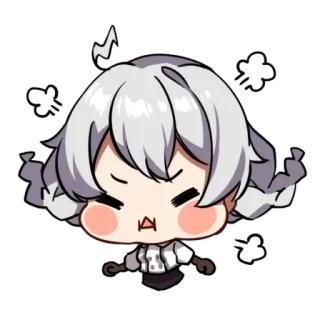 😤 chibi, anime, manga, angry, steam, cute, grey hair telegram sticker