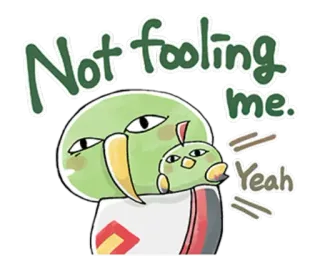 😠 Not fooling me. Yeah นก, ตลก, น่ารัก, การ์ตูน, สีหน้า, ตัวละคร, เขียว telegram sticker