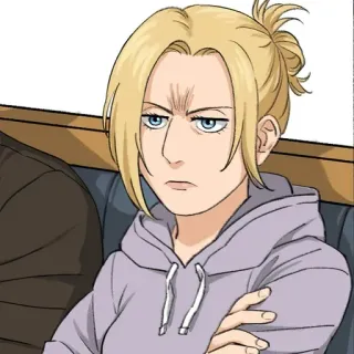 😒 Annie Leonhart Attack on Titan anime, desenho animado, rabugento, personagem, feminino, fanart telegram sticker