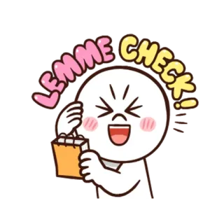 😬 LEMME CHECK! spunta, divertente, carino, cartone animato, espressione, eccitazione whatsapp sticker