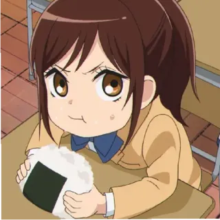 🤨 Anime, Garota, Onigiri, Comida, Fofo, Uniforme escolar telegram sticker