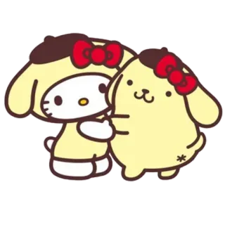 ☺️ Hello Kitty Hello Kitty, Pompompurin, Sanrio, Мультфильм, Милый, Каваий, Дружба telegram sticker