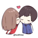 😘 คิดถึงเด้ การ์ตูน, ความรัก, คู่รัก, หัวใจ, จูบ, น่ารัก telegram sticker