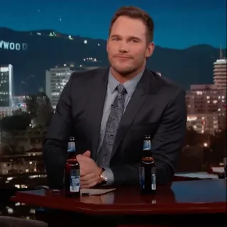 🐁 Chris Pratt Chris Pratt, aktor, Hollywood, talk show, televisi, setelan, pria telegram sticker