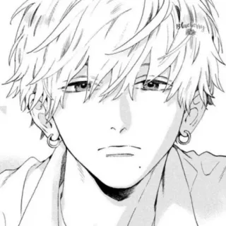 😌 Blueberry anime, manga, boy, portrait, earrings telegram sticker