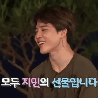 🍾 Jimin 모두 지민의 선물입니다 kpop, jimin, bts, korean, person, smile telegram sticker