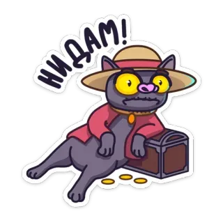 🙅‍♀️ НИДАМ! gato, tesouro, pirata, desenho animado, animal, adesivo whatsapp sticker