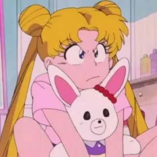 🌙 Sailor Moon Anime, Cartoon, Meisje, Sailor Moon, Konijn, Schattig telegram sticker