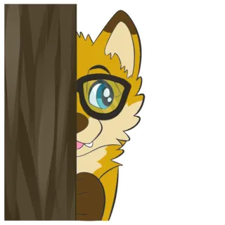 🙃 fox, cartoon, animal, glasses, cute, hiding telegram sticker