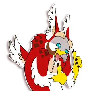 👍 desenho animado, pássaro, polegar para cima, animal whatsapp sticker