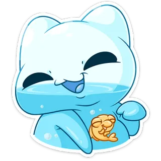⭐ cat, fish, cute, cartoon, animal, water, sticker telegram sticker