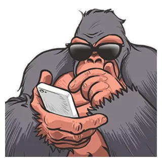 🙄 Gorilla, Affe, Tier, Cartoon, Handy, Brille telegram sticker