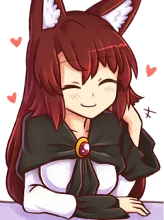 💕 Anime, Chica, Corazones, Lindo, Orejas, Zorro, Kawaii whatsapp sticker