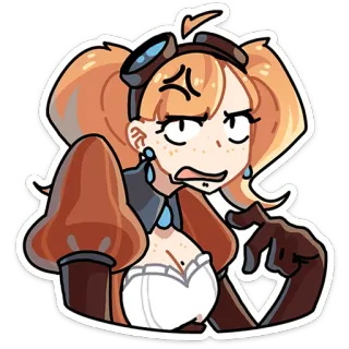 ⭐ Steampunk, Meisje, Cartoon, Anime, Handschoenen, Bril, Personage, Illustratie whatsapp sticker