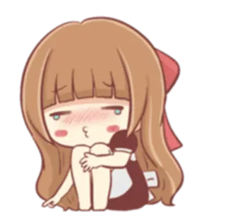 😚 Anime, Mädchen, Süß, Traurig, Einsam, Cartoon telegram sticker