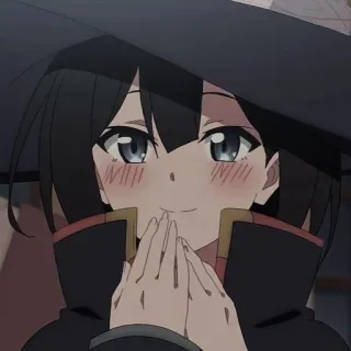 🥰 动漫, 女孩, 可爱, 卡哇伊, 漫画, 帽子, 脸红, 微笑 telegram sticker
