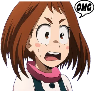 ☮️ Ochaco Uraraka My Hero Academia OMG anime, impactado, Ochaco Uraraka, My Hero Academia, sorprendido telegram sticker