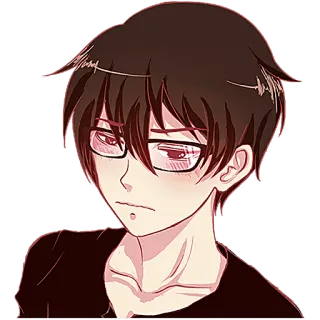 😕 Anime, Anak laki-laki, Kacamata, Stiker telegram sticker