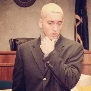 ⛓ Eminem rapper, suit, court, serious, person telegram sticker