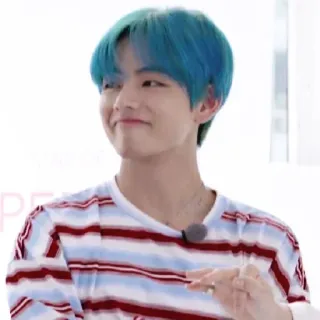 🤙 V Kpop, BTS, V, cantante, idol, capelli blu whatsapp sticker