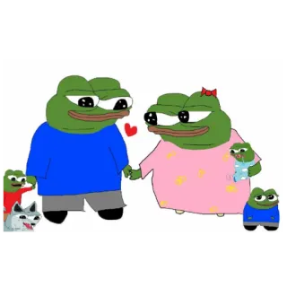 👫 Pepe the Frog ペペ, カエル, 家族, 愛, ほっこり, 漫画 telegram sticker
