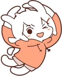 🙆 cartoon, character, cute, animated, drawing, bunny whatsapp sticker